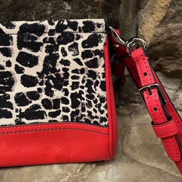 COACH Red Medium Sized Wristlet with Black/Ivory Animal Print - Picture 3 of 6